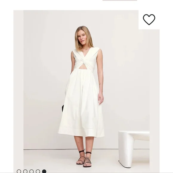 NWOT Banana Republic Cream Cut-Out Midi Dress Size S White - Picture 3 of 8